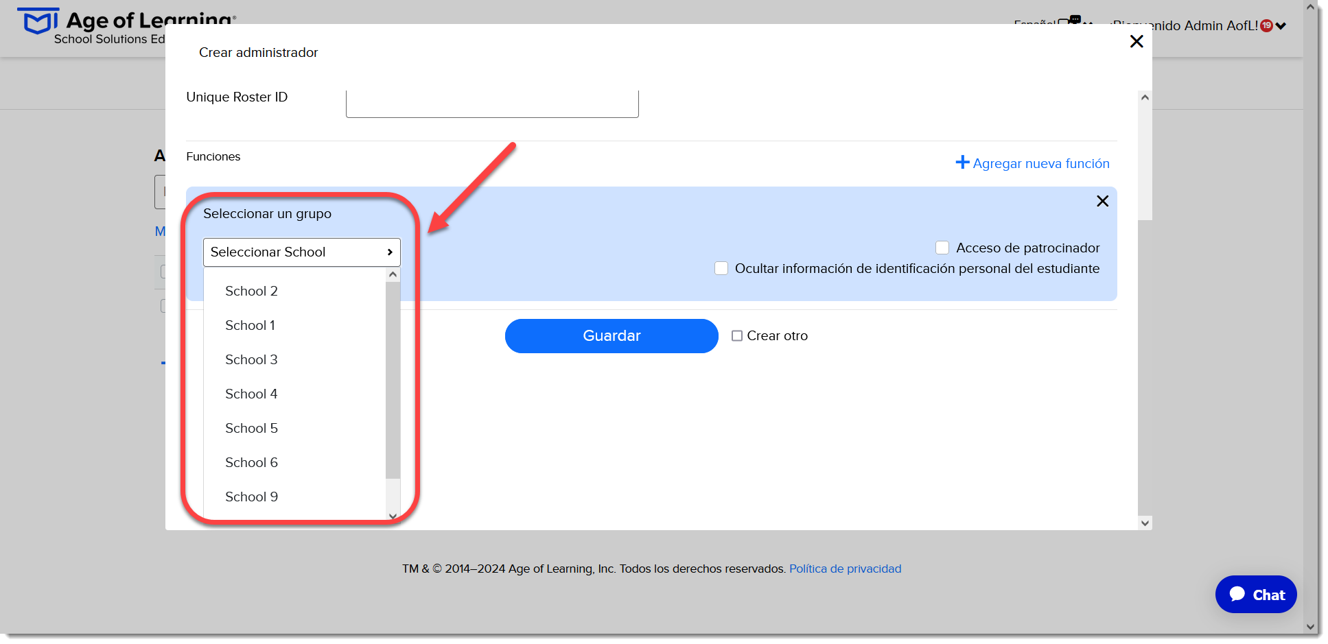 Admin Select School (Spanish).png