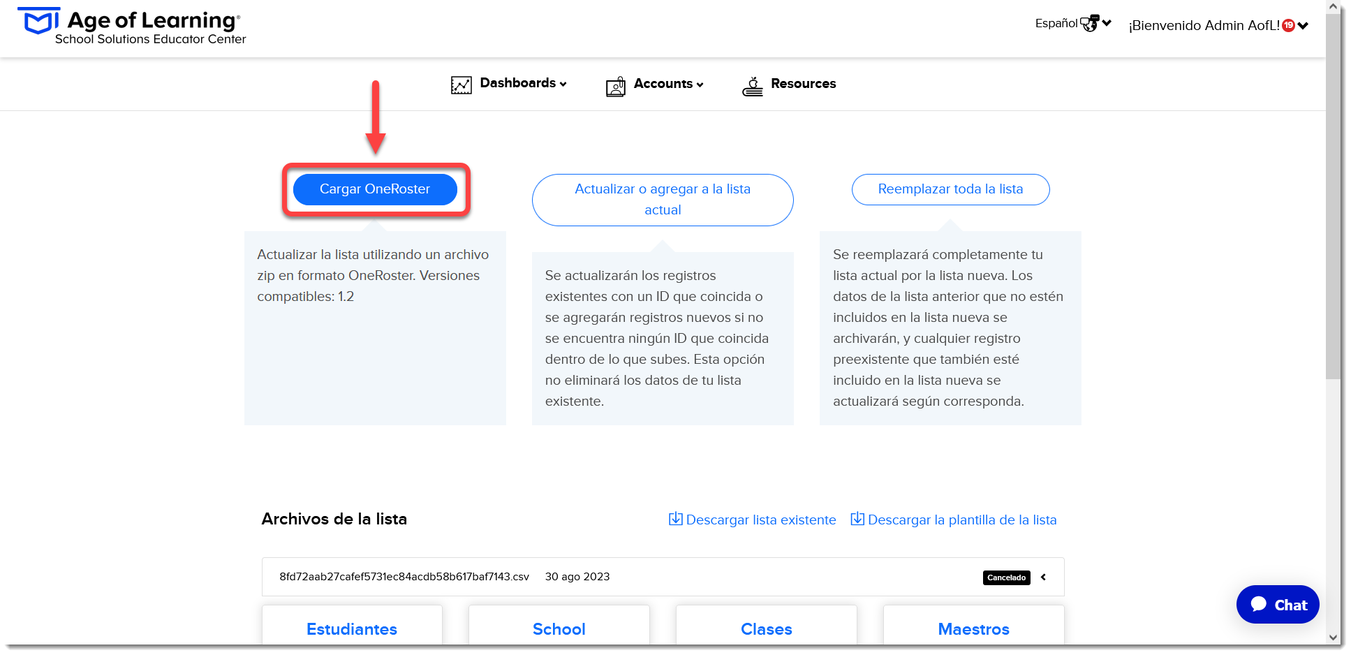 Cargar OneRoster (Spanish).png
