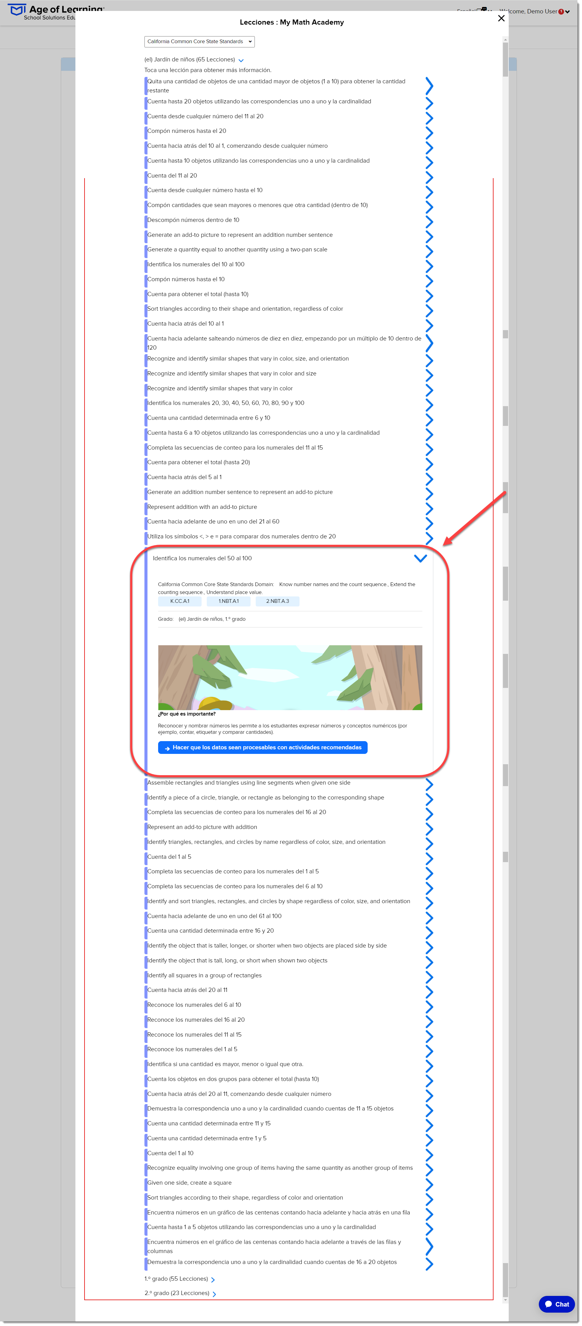 Drilldown Identifica los numerales del 50 al 100 - Common Core State Standards (Spanish).png