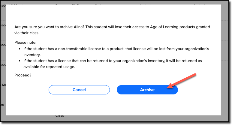click archive student button.png