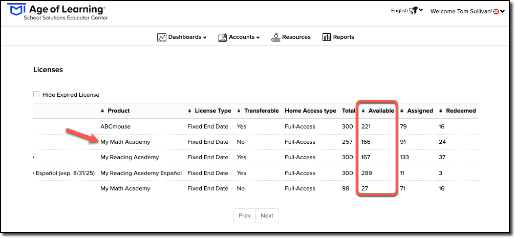 manage license page.png