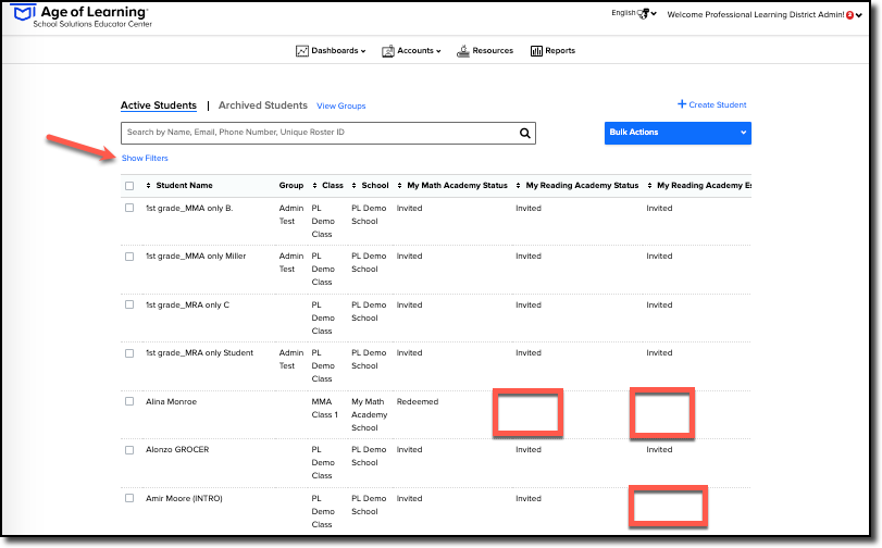 Student page - show filters arrow misssing license callout.png