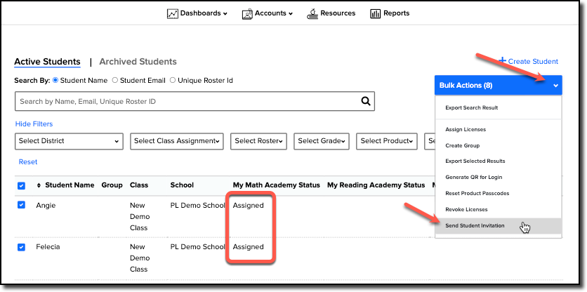 send invites to Assigned students.png