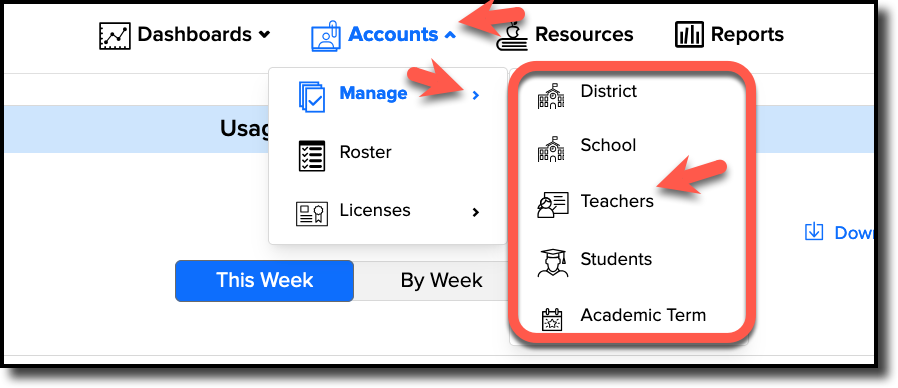 Accounts Manage Teacher menu.png