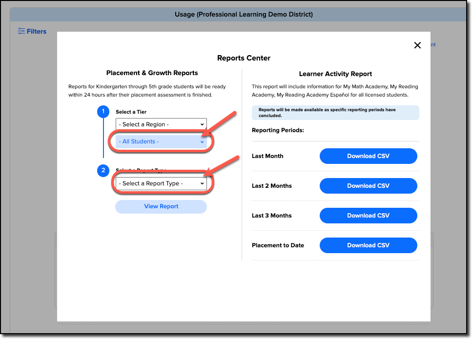 Reports Center - Arrows to Student and Report type.png