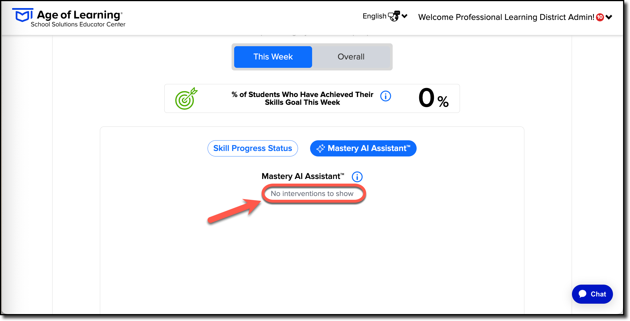 mastery AI assistant - no interventions to show message.png